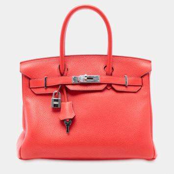 Pre Owned Hermes Red Clemence Birkin Retourne 30