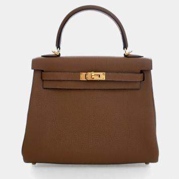 Pre Owned Hermes Brown Alezan Togo Kelly 25