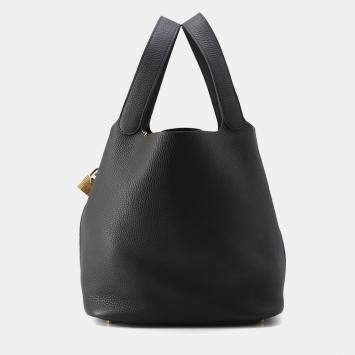 Pre Owned حقيبة هيرمس بيكوتين قفل أسود توريلون كليمانس حجم كبير