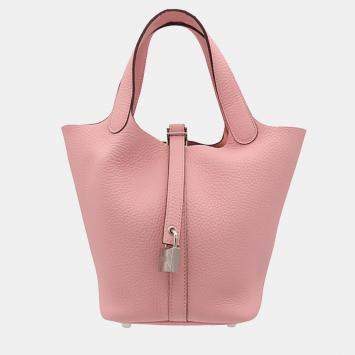 Pre Owned Hermes Pink Clemence Picotin Lock 18