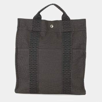 Pre Owned Hermes Her Line Ad Gray Nylon Canvas Size Mm