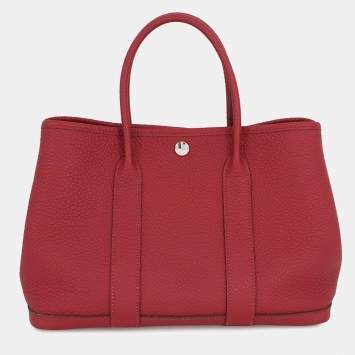 Pre Owned Hermes Garden Party Ruby Negonda Leather Size Tpm