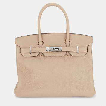 Pre Owned Hermes Birkin Beige Marfa Togo Leather Size 30