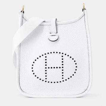 Pre Owned Hermes Evelyne New White Taurillon Clemence Size Tpm