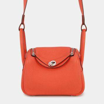 Pre Owned Hermes Lindy Rose Texas Taurillon Clemence Size Mini