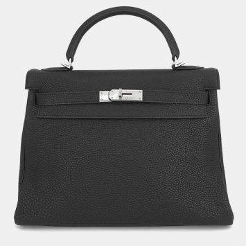 Pre Owned Hermes Kelly Retourne Black Togo Leather Size 32