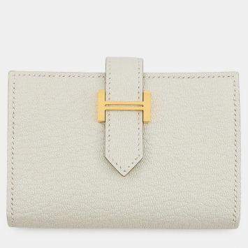 مملوكة مسبقًا محفظة عملات معدنية صغيرة هيرمس بيرن مشمولة جلد مايزور ماعز بالفطر