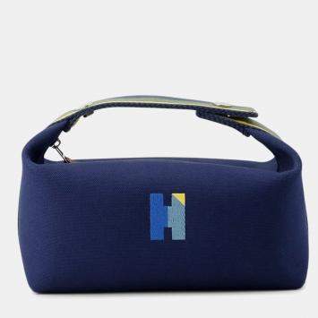 Pre Owned Hermes Bride A Black H Pavilion Marine Canvas PM