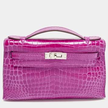 مملوكة مسبقًا حقيبة صغيرة هيرمس كيلي جلد سويفت حمراء معدن ذهبي