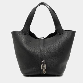 Pre Owned Hermes Black Clemence Picotin Lock 22