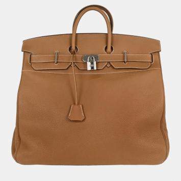 Pre Owned Hermes Gold Taurillon Clemence Haut a Courroies 50 Handbag