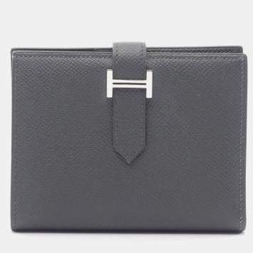 مملوكة مسبقًا Hermes Bearn Compact Bifold Wallet Leather Epsom Gray