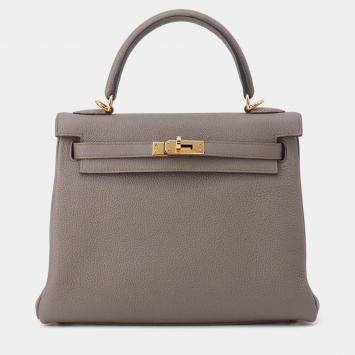 Pre Owned Hermes Kelly Retourne Etain Togo Leather Size 25