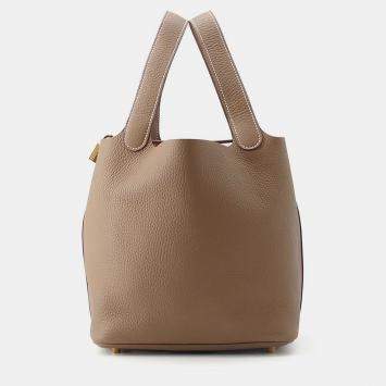 Pre Owned Hermes Picotin Lock 22 Etoupe Taurillon Clemence 