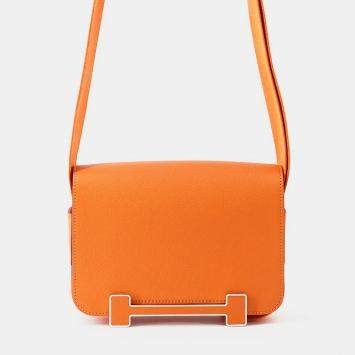 مملوكة مسبقًا Hermes Geta Verso Orange/Capucines Chevre Myzore Goatskin