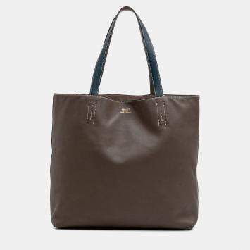 Pre Owned Hermes Blue Brown Veau Sikkim and Clemence Double Sens 36