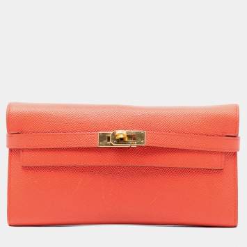 مملوكة مسبقًا Hermes Orange Epsom Kelly Longue Wallet