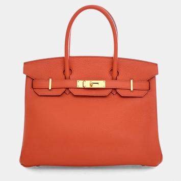 مملوكة مسبقًا Hermes Orange Poppy Togo Birkin 30