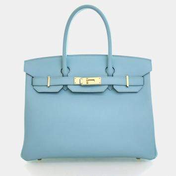Pre Owned Hermes Bleu Atoll Epsom Birkin 30