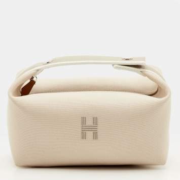 Pre Owned Hermès Bride-a-Brac Case Small Naturel Canvas Pouch