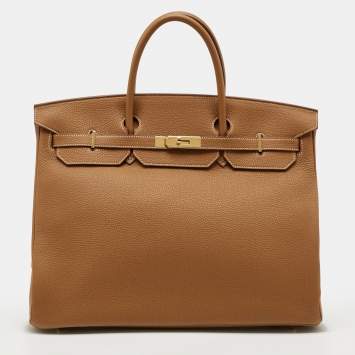مملوكة مسبقًا Hermès Birkin 40 Gold Finish Gold Togo Leather Tote