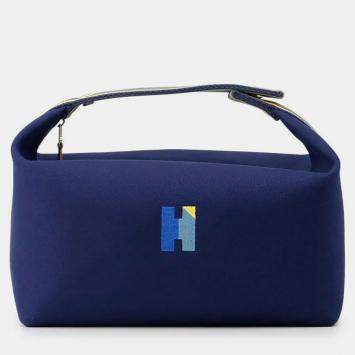 Pre Owned حقيبة هيرمس بريد بحري قماشي أسود حجم جي إم