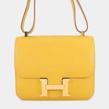 Pre Owned Hermes Constance Jaune Ambre Epsom Size 24