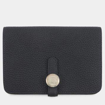 Pre Owned Hermes Dogon Compact Blue Indigo Togo Leather