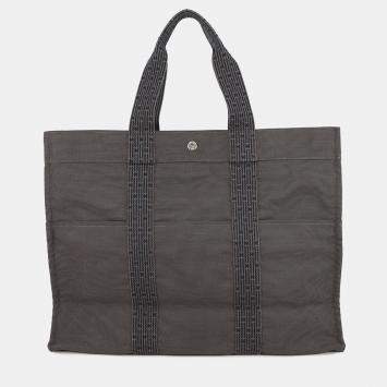 مملوكة مسبقًا حقيبة هيرمس "هير لاين توت" قماش رمادي حجم كبير