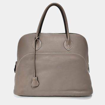 Pre Owned Hermes Relax Bolide 40  Brown Leather Handbag (P)