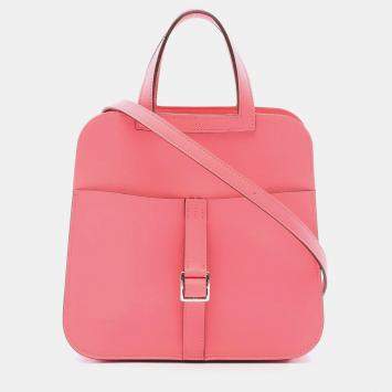 Pre Owned Hermes Halzan 22 Rose Azalee Swift Calfskin Leather Shoulder Bag