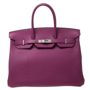 مملوكة مسبقًا Hermes Tosca Togo Leather Palladium Hardware Birkin 35 Bag