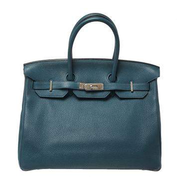 Pre Owned Hermes Colvert Togo Leather Palladium Hardware Birkin 35 Bag