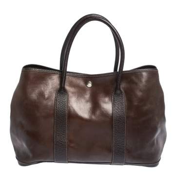 Pre Owned Hermes Havane Amazonia Buffalo Leather Garden Party 36 Bag