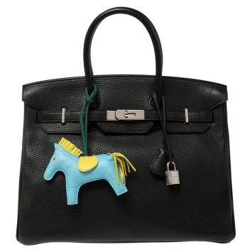 Pre Owned Hermes Noir Togo Leather Palladium Hardware Birkin 35 Bag