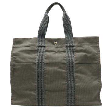 Pre Owned Hermes Green Canvas Herline Tote MM Bag
