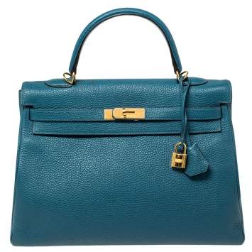 Pre Owned Hermes Cobalt Togo Leather Gold Hardware Kelly Retourne 35 Bag