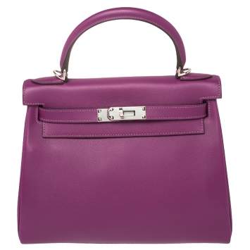 مملوكة مسبقًا Hermes Anemone Evercolor Leather Palladium Hardware Kelly Retourne 28 Bag