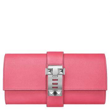 Pre Owned Hermès Pink Leather Medor Clutch Bag