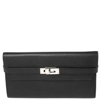 Pre Owned Hermes Black Epsom Leather Long Kelly Wallet