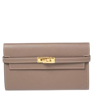 Pre Owned Hermes Etoupe Epsom Leather Classic Kelly Wallet