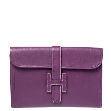 Pre Owned Hermes Anemone Chevre Mysore Leather Elan Jige 29 Clutch