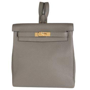 Pre Owned Hermes Etain Clemence Leather Kelly Ado II Backpack