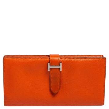 Hermés Feu Mysore Leather Bearn Gusset Wallet