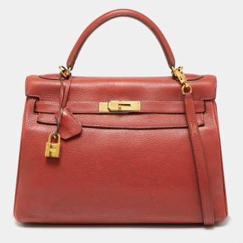 Pre Owned Hermes Sienne Togo Leather Gold Finish Retourne Kelly 32 Bag