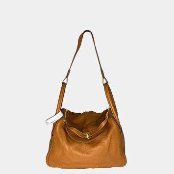 Pre Owned Hermes Brown Clemence Leather Lindy 30 Shoulder Bag