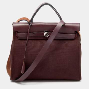 Pre Owned Hermes Rogue H Toil and Leather Herbag Zip 31 Bag