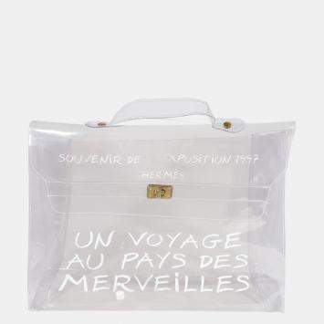 Pre Owned Hermes Clear Vinyl Souvenir De L'Exposition Kelly Bag