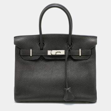 Pre Owned Hermes Black Togo Leather Palladium Finished Birkin 30 Bag
