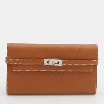 Pre Owned Hermes Gold Epsom Leather Kelly Classic Wallet